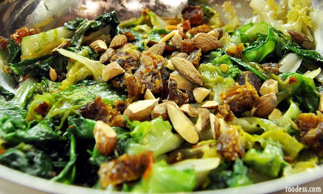 salad Wilted Endive Lettuce with Orange, Dates, and Almonds